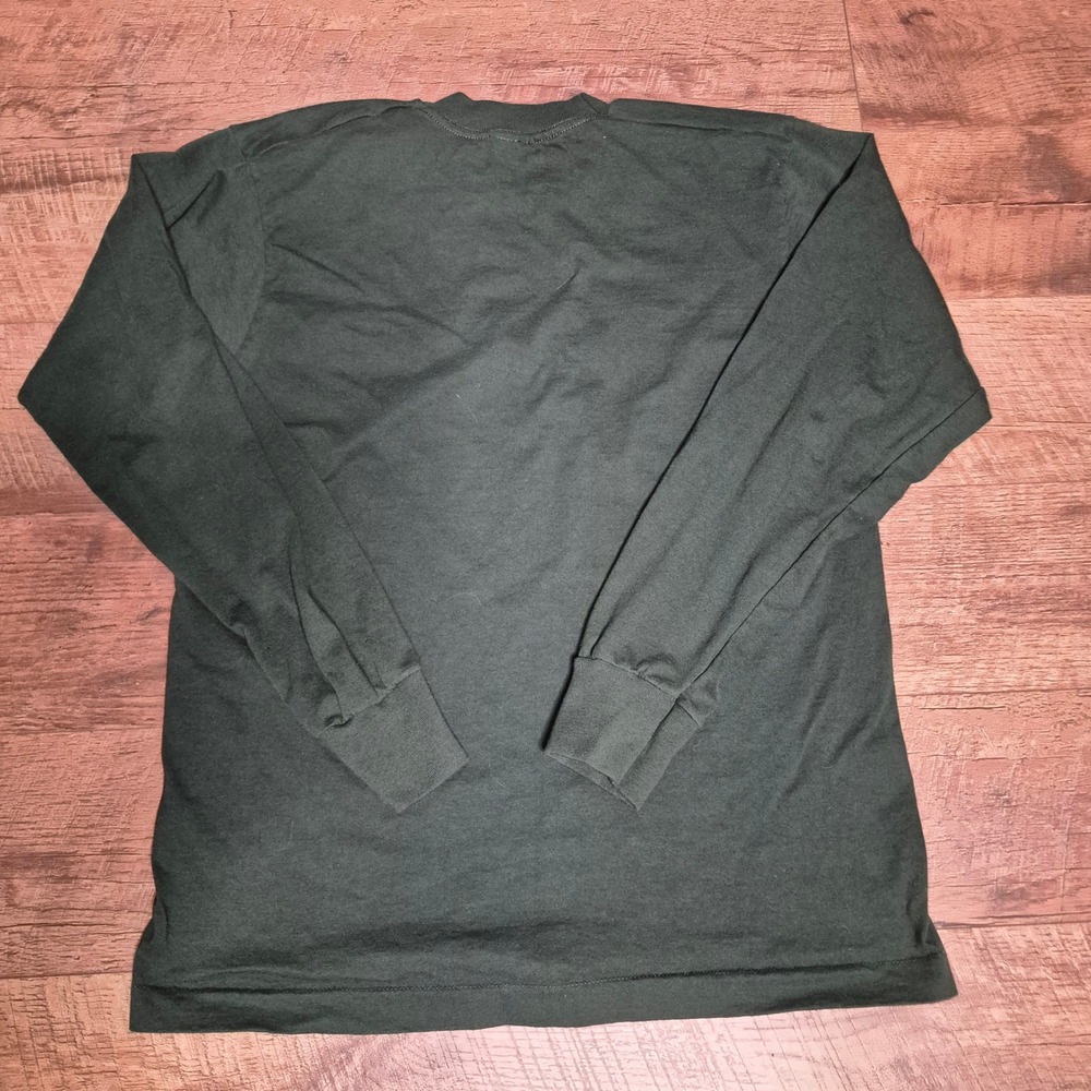 Vintage Budweiser Shirt Mens Large Green Cotton Long Sleeve Embroidered Beer - Picture 7 of 7